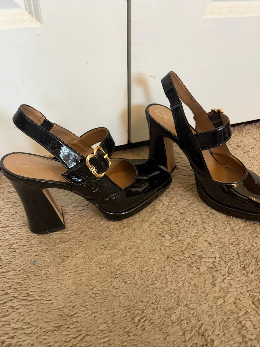 Sam Edelman Jidie Black Patent Slingback Mary Jane Heels